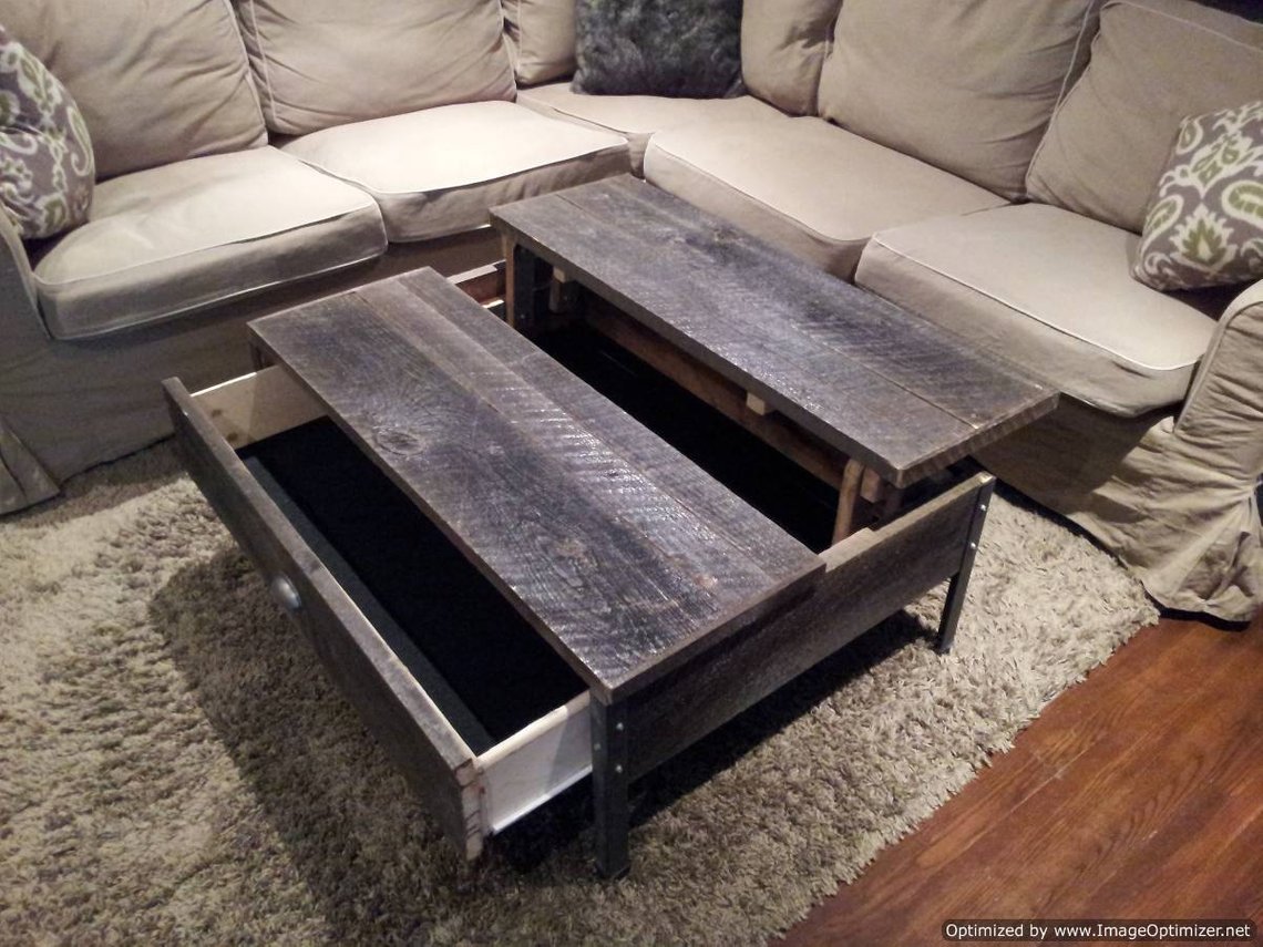 Old-Barn-Wood-Pop-up-Coffee-Table-with-Clear-Coat-1-Wood Furniture