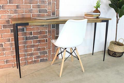 Solid Mango Wood Console Table With Industrial Metal Legs